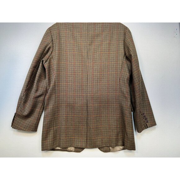 Chaps Ralph Lauren Mens Houndstooth Wool Blazer Jacket 42T Brown Academia - Picture 13 of 14